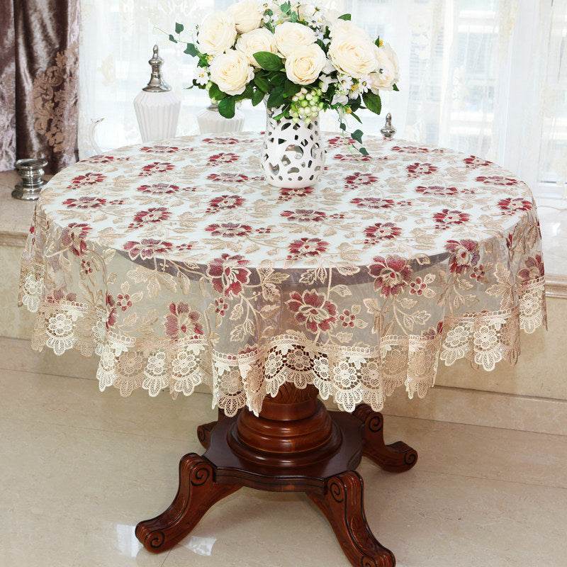 Tablecloth Chair Cover Lace Oval Round Tea Table Cloth Tablecloth - Mubimart