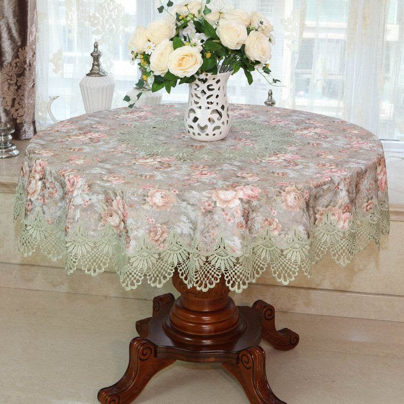 Tablecloth Chair Cover Lace Oval Round Tea Table Cloth Tablecloth - Mubimart