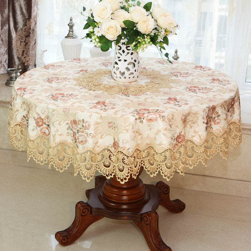 Tablecloth Chair Cover Lace Oval Round Tea Table Cloth Tablecloth - Mubimart