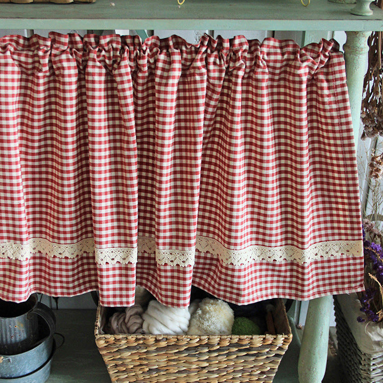 Tanabe fabric kitchen and bathroom curtains in time lattice curtains - Mubimart - Bathroom Curtain 