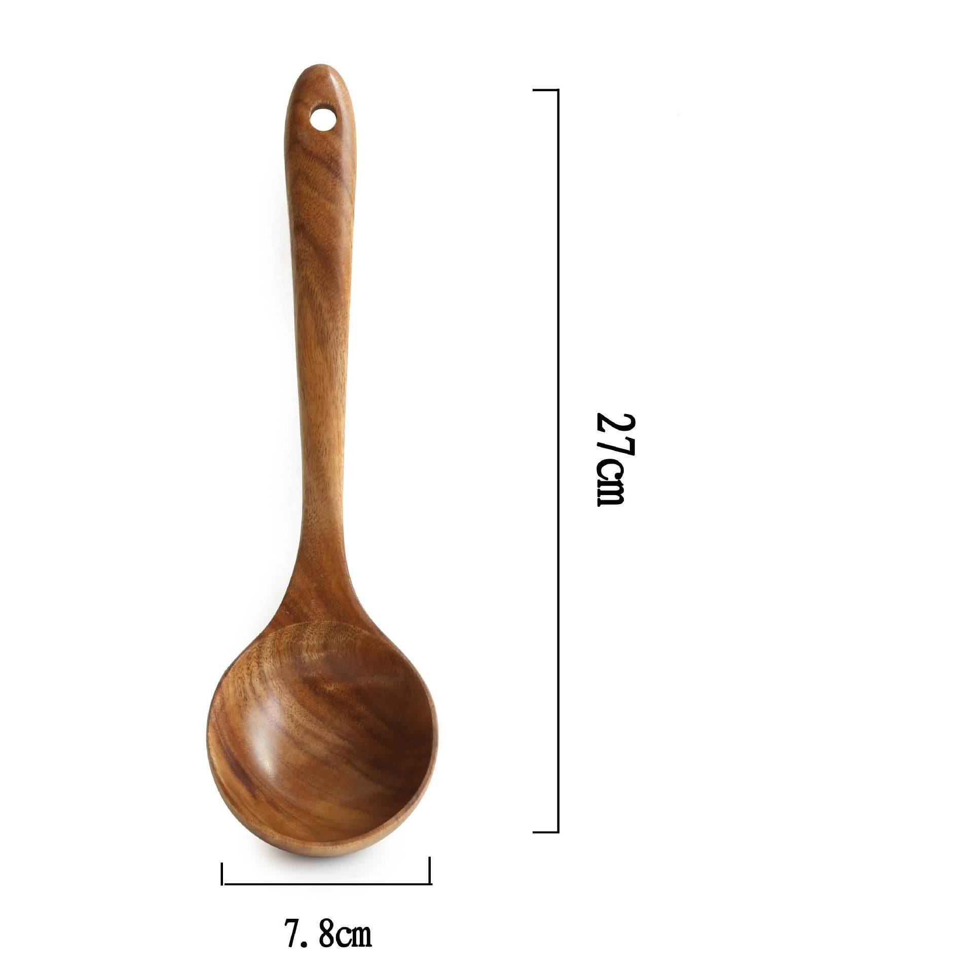 Teak Long Handle Cooking Spatula Household Solid Wood Spoon - Mubimart