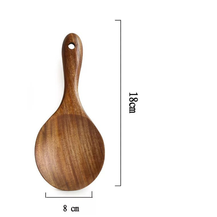 Teak Long Handle Cooking Spatula Household Solid Wood Spoon - Mubimart -  