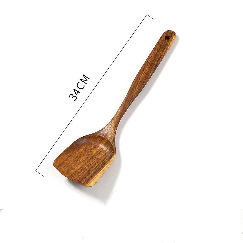 Teak Unlacquered Solid Wood Spatula Non-Stick Wok Stir-Fry Spatula - Mubimart -  