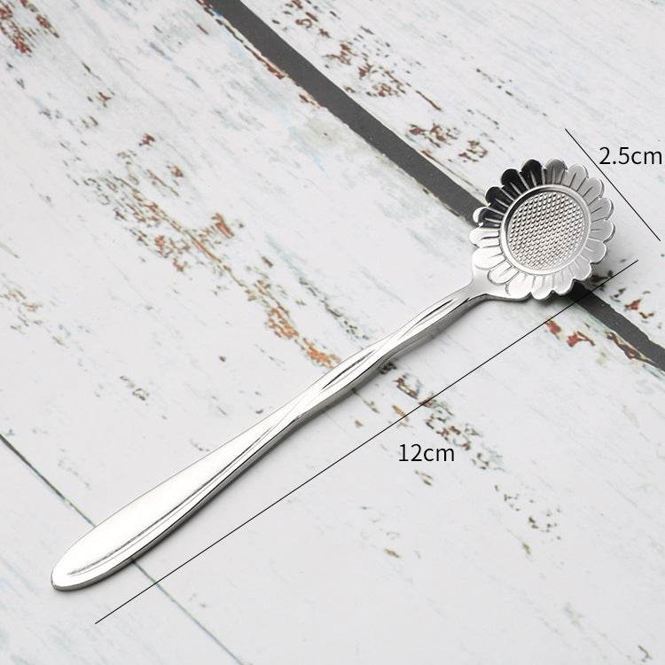 Teaspoons Rose Shaped Flower Stainless Steel Kitchen Tableware Handle Cutlery Mini Dessert Tea Dining Spoon For Snacks - Mubimart