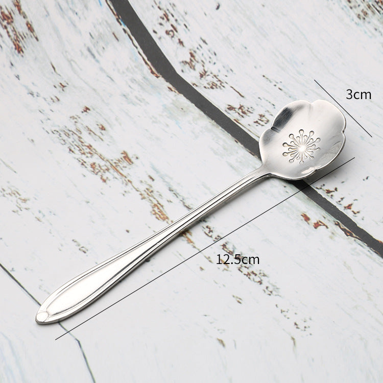 Teaspoons Rose Shaped Flower Stainless Steel Kitchen Tableware Handle Cutlery Mini Dessert Tea Dining Spoon For Snacks Mubimart