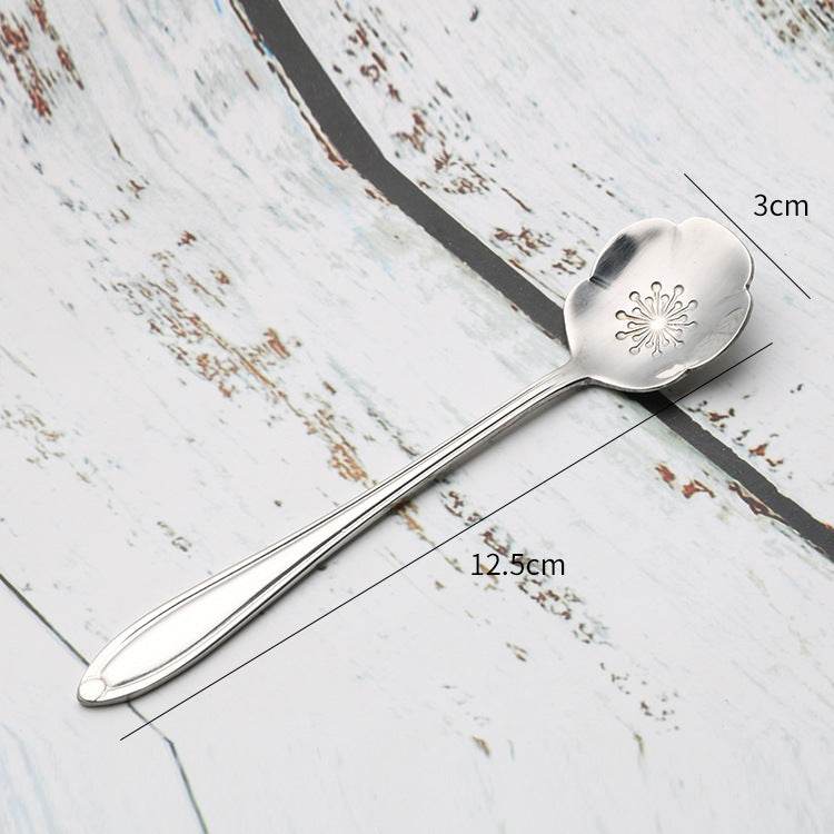 Teaspoons Rose Shaped Flower Stainless Steel Kitchen Tableware Handle Cutlery Mini Dessert Tea Dining Spoon For Snacks - Mubimart