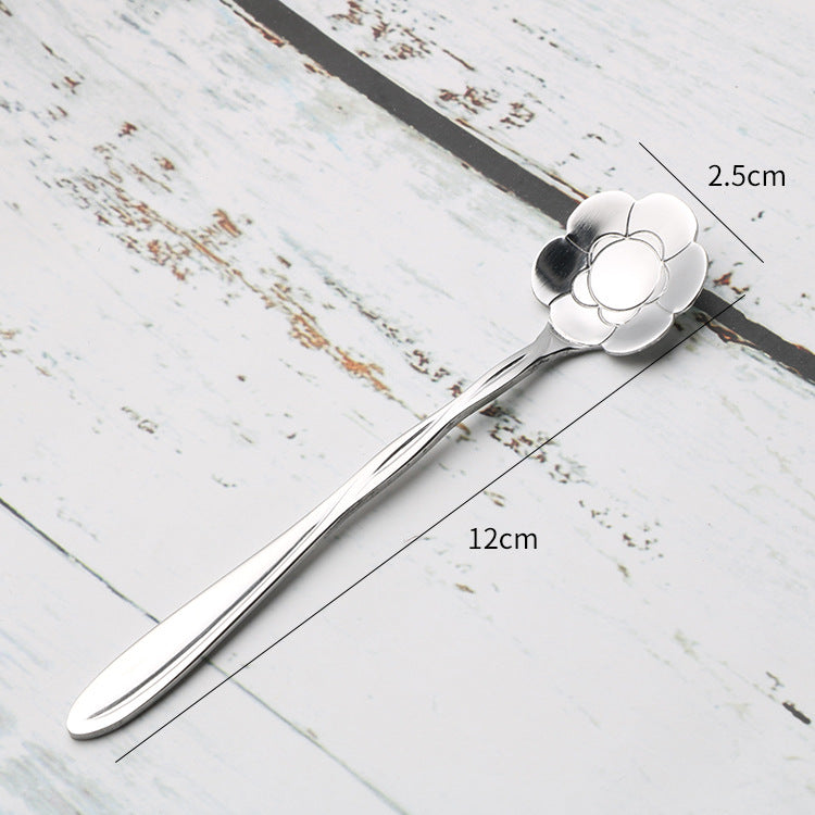 Teaspoons Rose Shaped Flower Stainless Steel Kitchen Tableware Handle Cutlery Mini Dessert Tea Dining Spoon For Snacks Mubimart