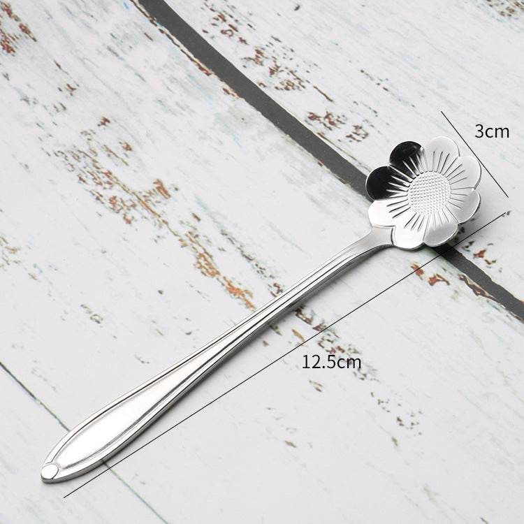 Teaspoons Rose Shaped Flower Stainless Steel Kitchen Tableware Handle Cutlery Mini Dessert Tea Dining Spoon For Snacks - Mubimart