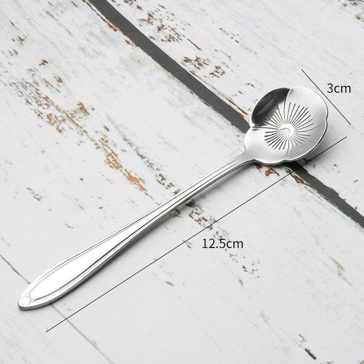 Teaspoons Rose Shaped Flower Stainless Steel Kitchen Tableware Handle Cutlery Mini Dessert Tea Dining Spoon For Snacks - Mubimart
