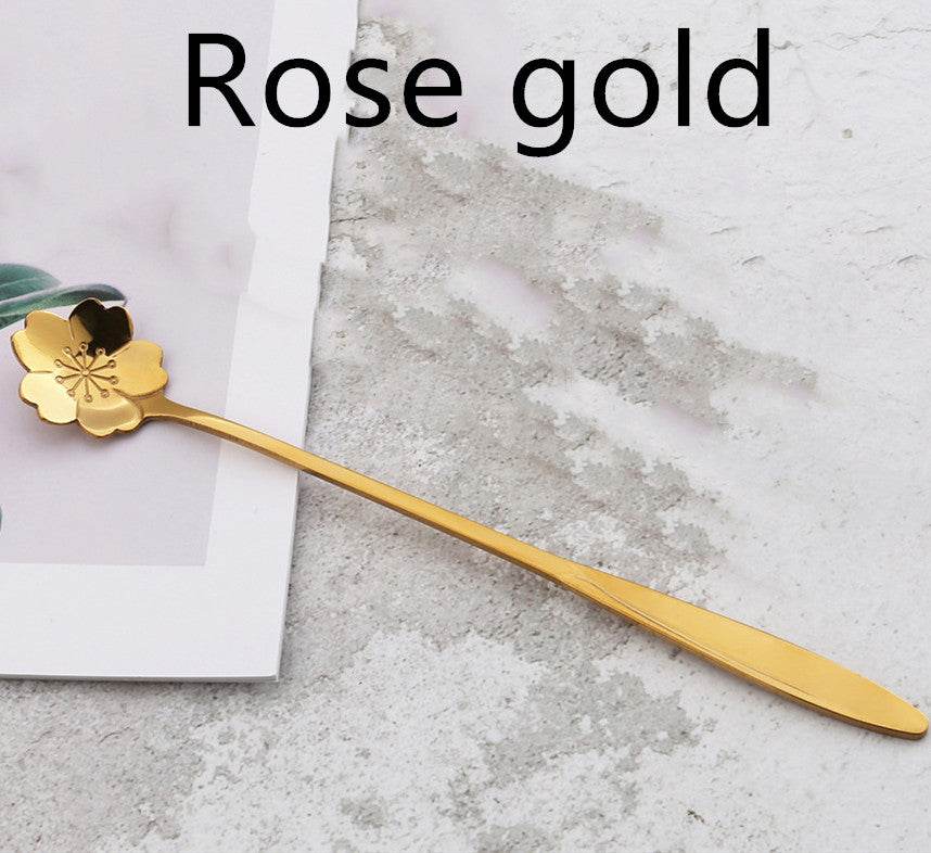 Teaspoons Rose Shaped Flower Stainless Steel Kitchen Tableware Handle Cutlery Mini Dessert Tea Dining Spoon For Snacks - Mubimart