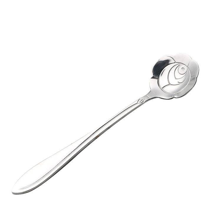 Teaspoons Rose Shaped Flower Stainless Steel Kitchen Tableware Handle Cutlery Mini Dessert Tea Dining Spoon For Snacks - Mubimart