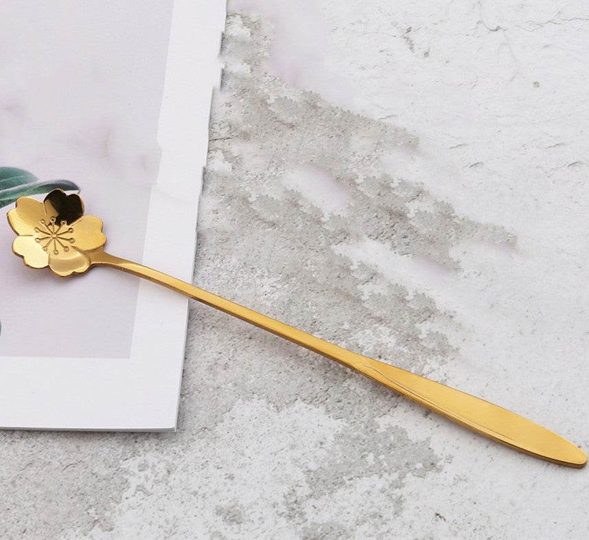 Teaspoons Rose Shaped Flower Stainless Steel Kitchen Tableware Handle Cutlery Mini Dessert Tea Dining Spoon For Snacks - Mubimart