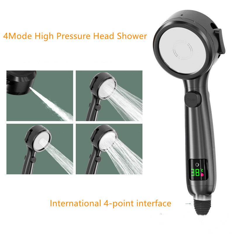 Temperature Display Shower Head Pressurized Shower Head - Mubimart