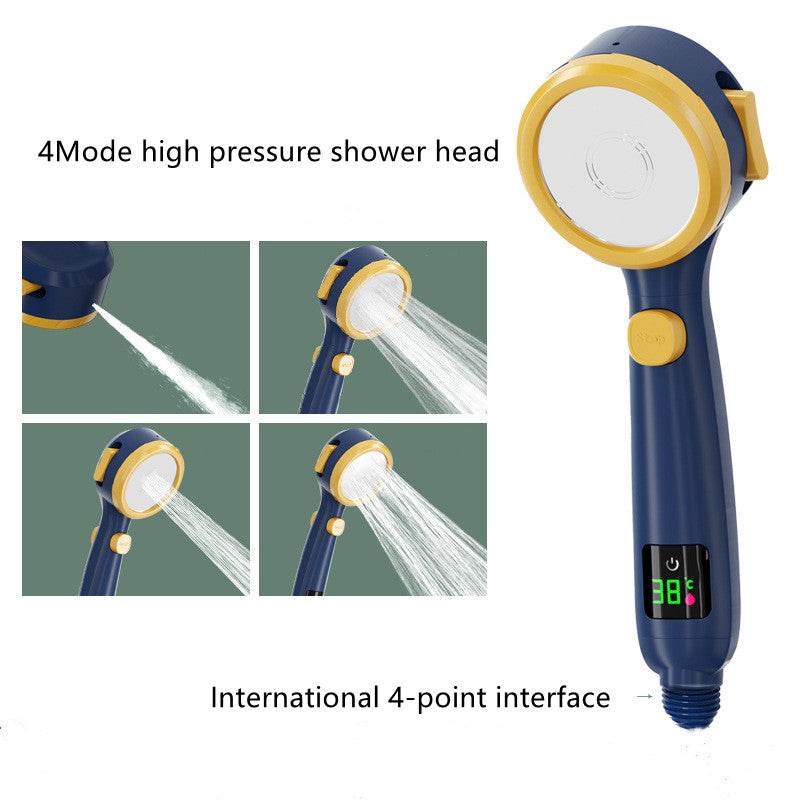 Temperature Display Shower Head Pressurized Shower Head - Mubimart