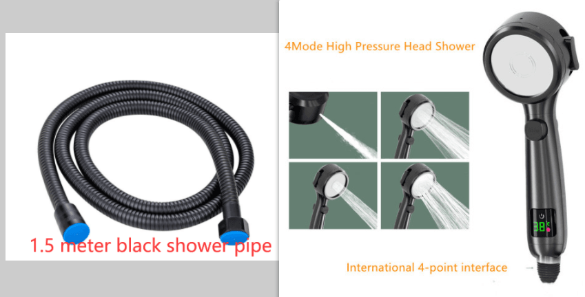 Temperature Display Shower Head Pressurized Shower Head - Mubimart