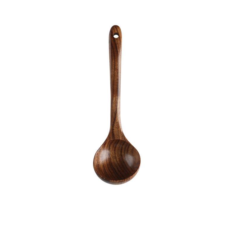 Thai Teak Unpainted Solid Wood Spatula Cooking Spoon Set - Mubimart