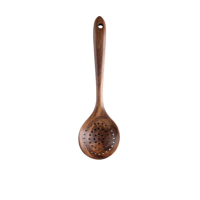 Thai Teak Unpainted Solid Wood Spatula Cooking Spoon Set - Mubimart