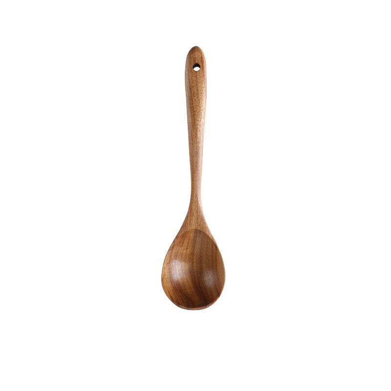 Thai Teak Unpainted Solid Wood Spatula Cooking Spoon Set - Mubimart