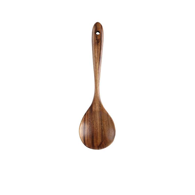 Thai Teak Unpainted Solid Wood Spatula Cooking Spoon Set - Mubimart
