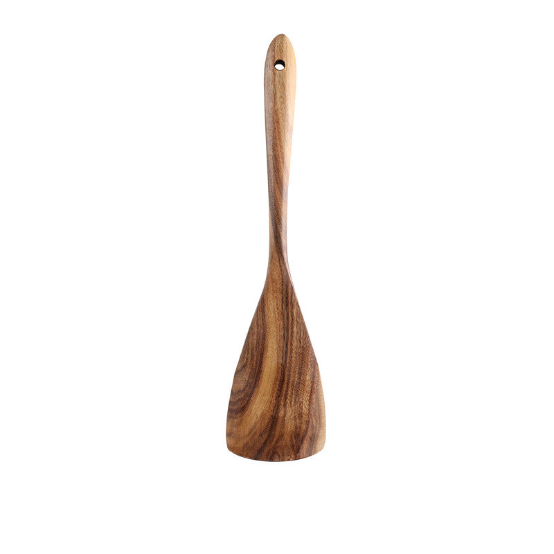 Thai Teak Unpainted Solid Wood Spatula Cooking Spoon Set - Mubimart -  