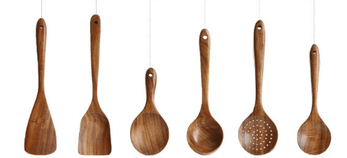 Thailand Teak Natural Wood Tableware Spoon Ladle Turner Long Rice Colander Soup Skimmer Cooking Spoons Scoop Kitchen Tool Set - Mubimart