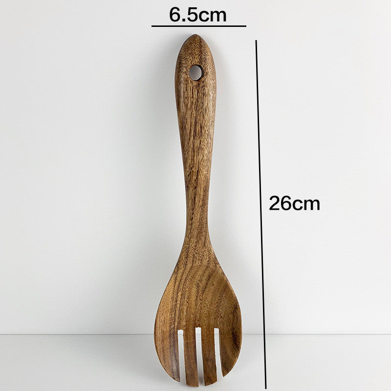 Thailand Teak Natural Wood Tableware Spoon Ladle Turner Long Rice Colander Soup Skimmer Cooking Spoons Scoop Kitchen Tool Set - Mubimart -  