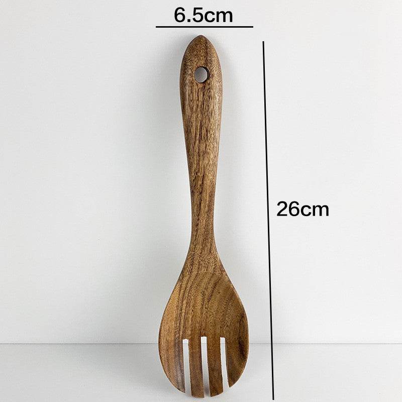 Thailand Teak Natural Wood Tableware Spoon Ladle Turner Long Rice Colander Soup Skimmer Cooking Spoons Scoop Kitchen Tool Set - Mubimart
