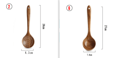 Thailand Teak Natural Wood Tableware Spoon Ladle Turner Long Rice Colander Soup Skimmer Cooking Spoons Scoop Kitchen Tool Set - Mubimart