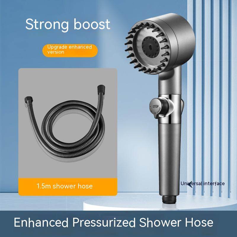 The Third Gear Adjustable Strong Supercharged Shower Head Household Bath Shower Hose Shower Head - Mubimart