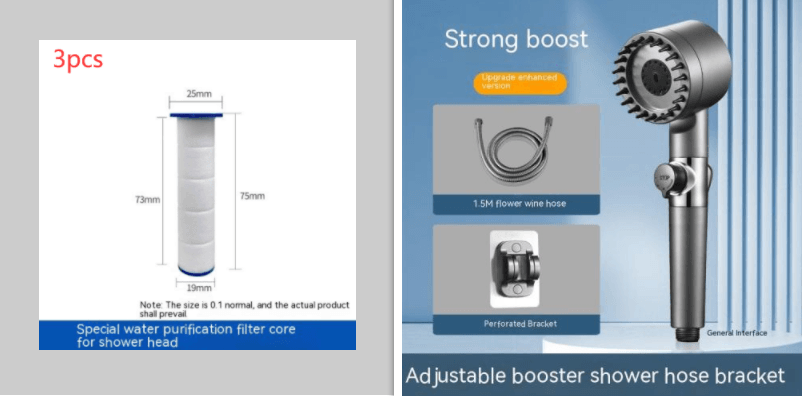 The Third Gear Adjustable Strong Supercharged Shower Head Household Bath Shower Hose Shower Head - Mubimart