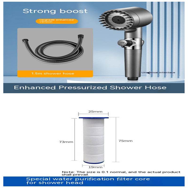 The Third Gear Adjustable Strong Supercharged Shower Head Household Bath Shower Hose Shower Head - Mubimart