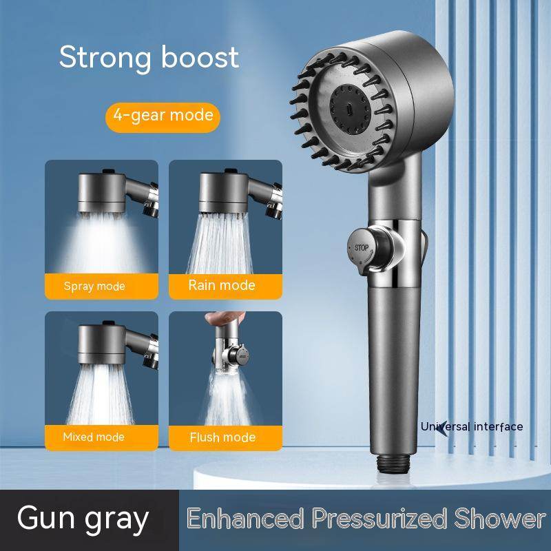 The Third Gear Adjustable Strong Supercharged Shower Head Household Bath Shower Hose Shower Head - Mubimart