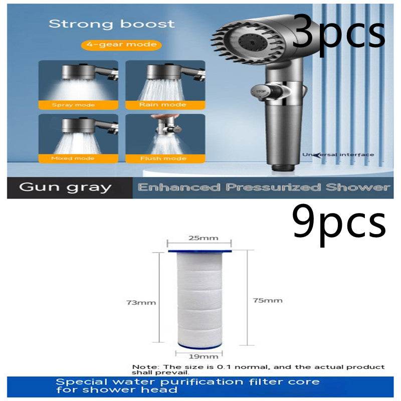 The Third Gear Adjustable Strong Supercharged Shower Head Household Bath Shower Hose Shower Head - Mubimart