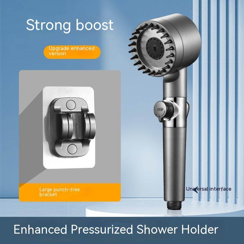 The Third Gear Adjustable Strong Supercharged Shower Head Household Bath Shower Hose Shower Head - Mubimart