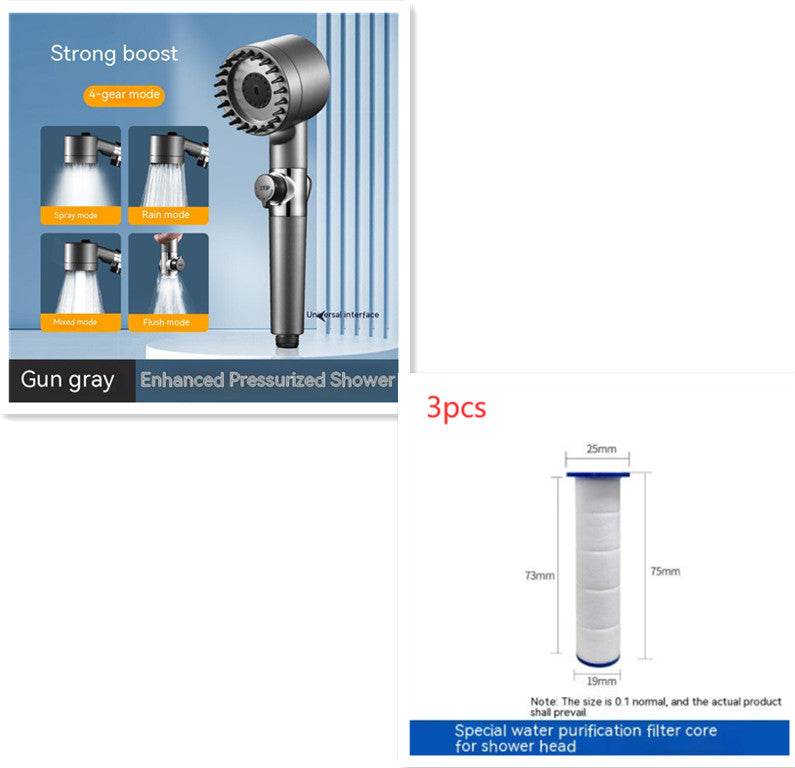 The Third Gear Adjustable Strong Supercharged Shower Head Household Bath Shower Hose Shower Head - Mubimart