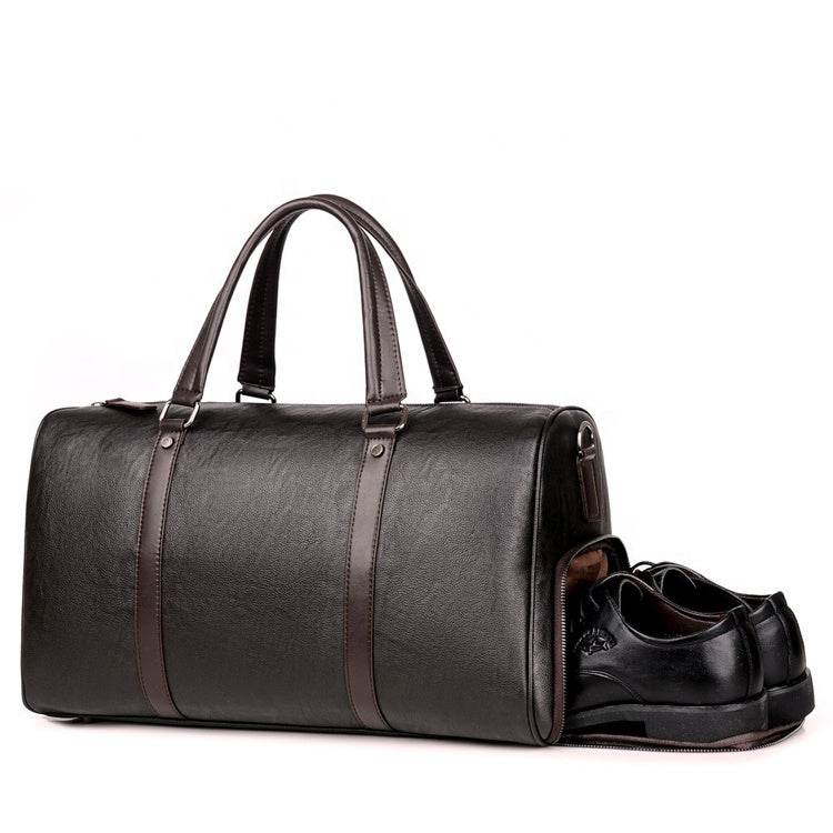 The first layer of leather leisure portable travel bag luggage bag with independent shoes single shoulder diagonal package - Mubimart