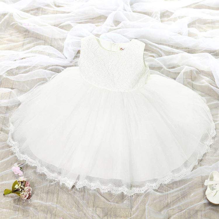 The new baby Bow Dress Dress Age 0-2 years old baby full moon child gauze skirt - Mubimart