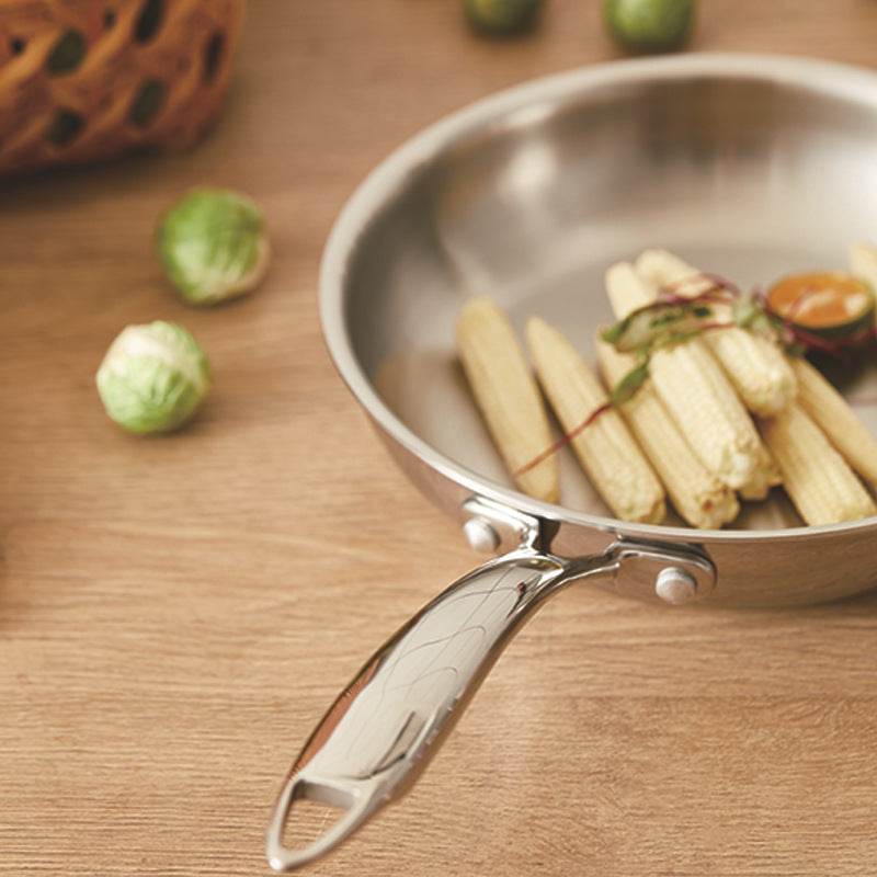 Thick 304 Stainless Steel Non-coated Frying Pan - Mubimart