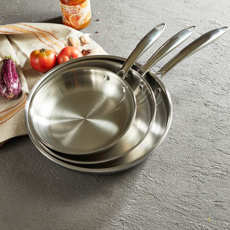 Thick 304 Stainless Steel Non-coated Frying Pan - Mubimart