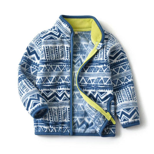 Thick Fur Printed Coats Kids Zipper - Mubimart