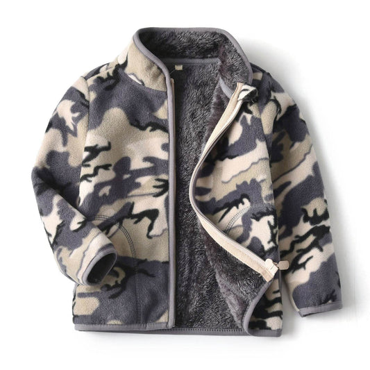 Thick Fur Printed Coats Kids Zipper - Mubimart