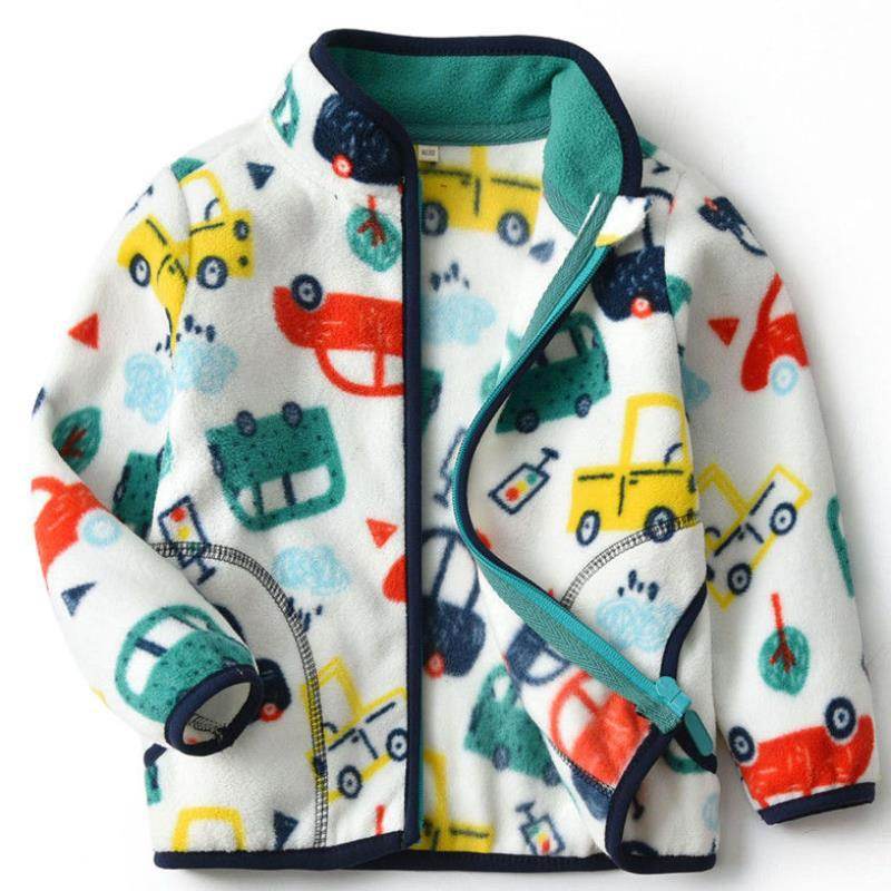 Thick Fur Printed Coats Kids Zipper - Mubimart