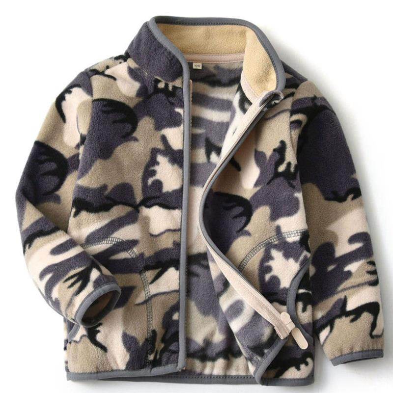Thick Fur Printed Coats Kids Zipper - Mubimart