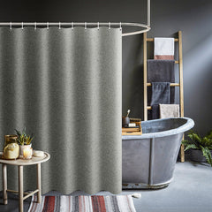 Thick Grey Shower Curtains Imitation Linen Fabric Waterproof Bath Curtains For Bathroom Bathtub Large Wide Modern Bathing Cover - Mubimart -  