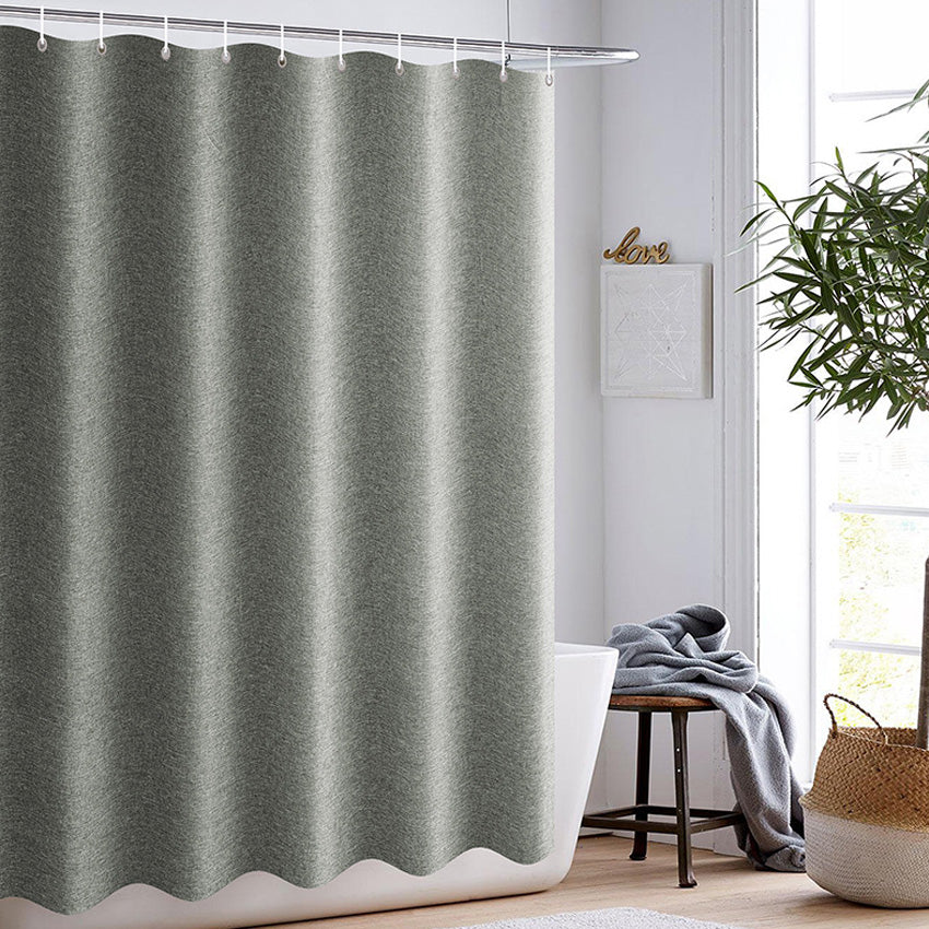 Thick Grey Shower Curtains Imitation Linen Fabric Waterproof Bath Curtains For Bathroom Bathtub Large Wide Modern Bathing Cover - Mubimart -  