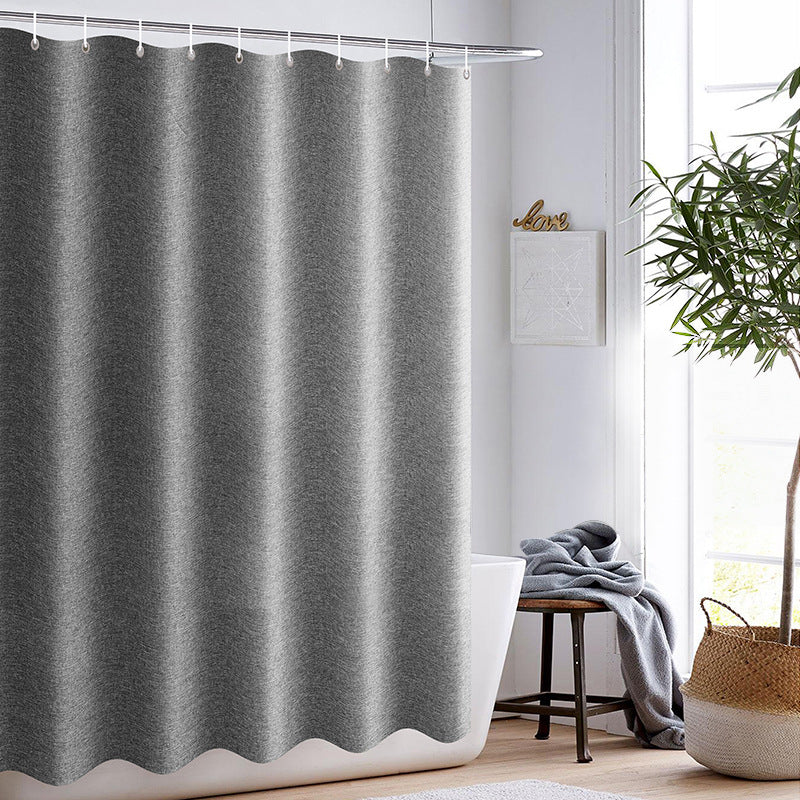 Thick Grey Shower Curtains Imitation Linen Fabric Waterproof Bath Curtains For Bathroom Bathtub Large Wide Modern Bathing Cover - Mubimart - Bathroom Curtain 