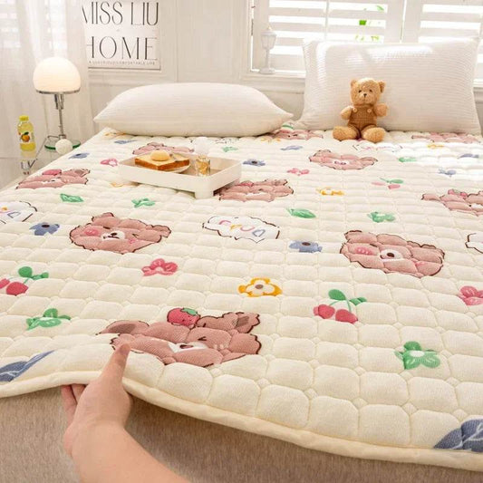 Thick Milk Fiber Mattress Quilted Bed Protection Cushion Anti-static Fleece-lined Mattress Cushion - Mubimart