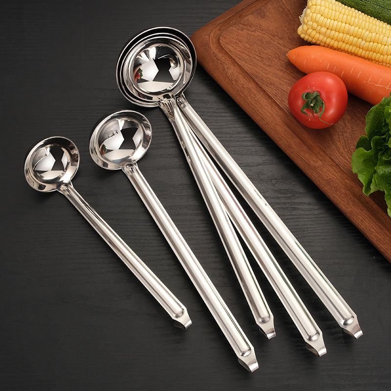 Thick Stainless Steel With Hook Soup Spoon And Strainer Measuring Spoon Long Handle Spoon Wine Spoon Juice Shell Porridge Spoon - Mubimart - Cooking Spoon 