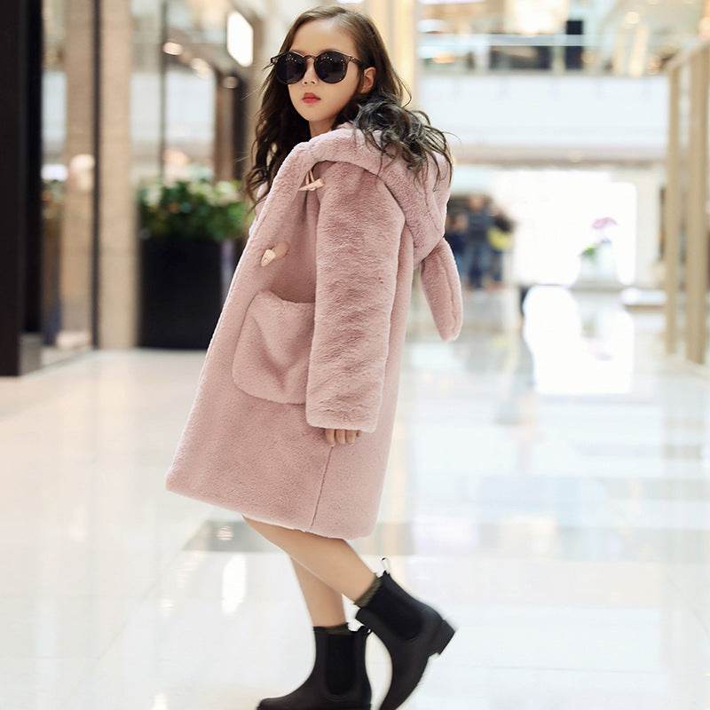 Thickened Faux Fur Coat For Big Kids - Mubimart