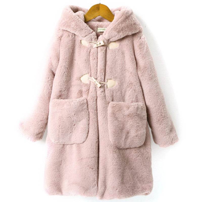 Thickened Faux Fur Coat For Big Kids - Mubimart